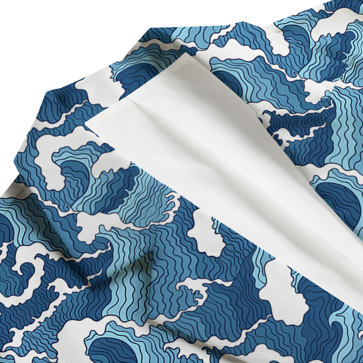 Ocean Wave Japanese Print Pattern Men's Blazer-grizzshop
