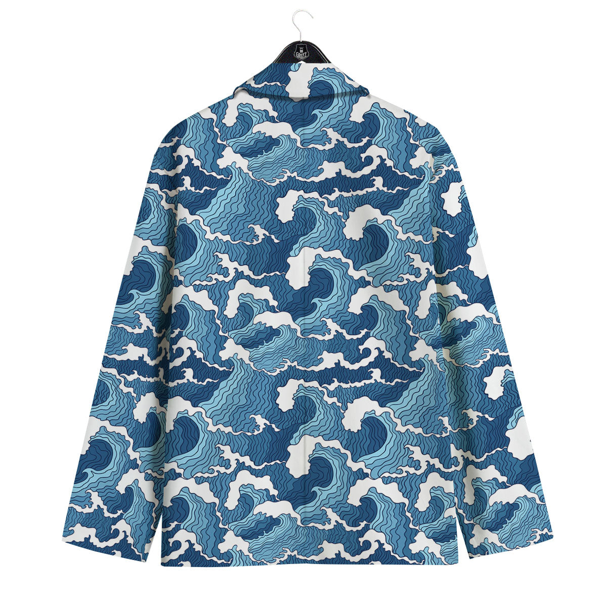 Ocean Wave Japanese Print Pattern Men's Sport Coat-grizzshop