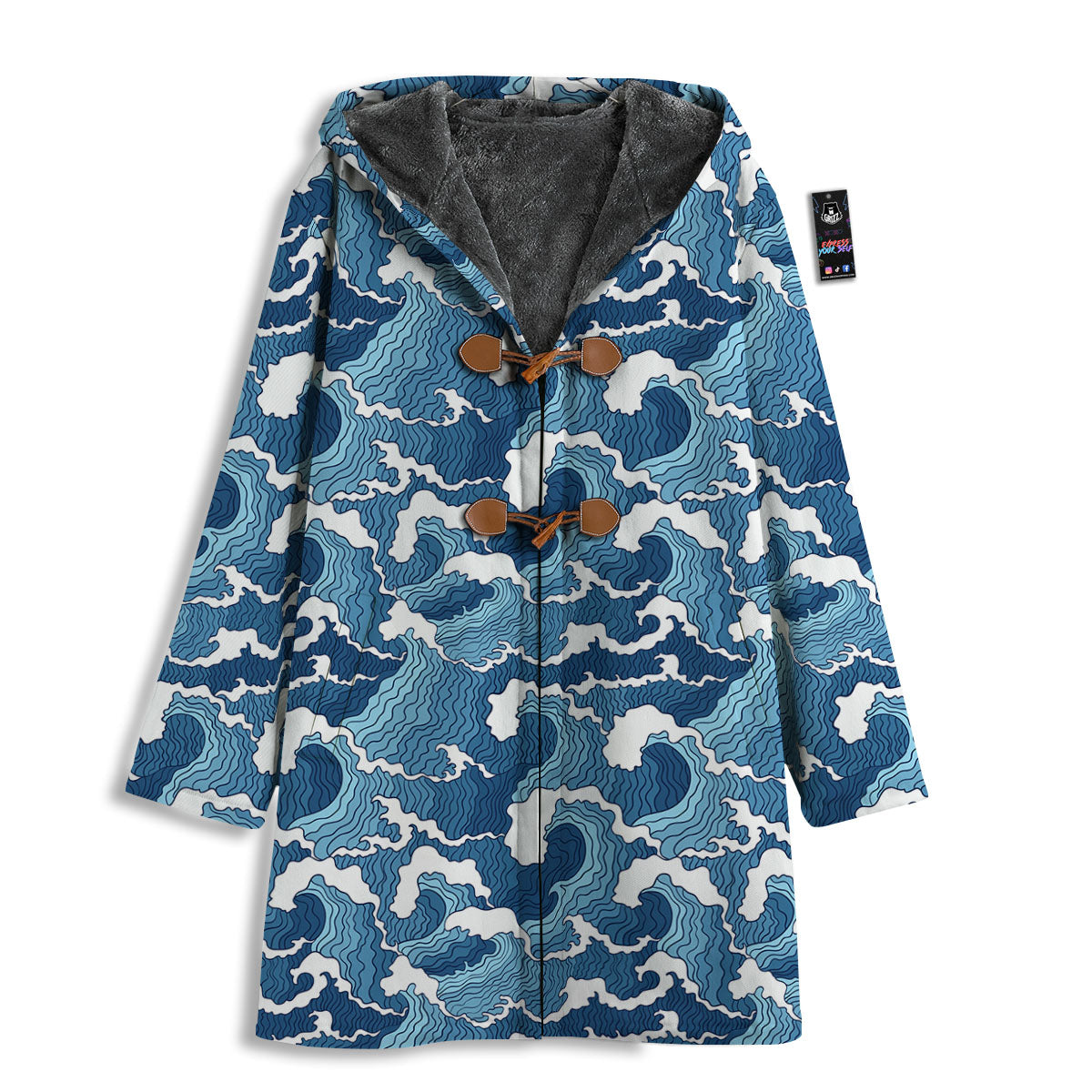 Ocean Wave Japanese Print Pattern Men's Windbreaker Jacket-grizzshop