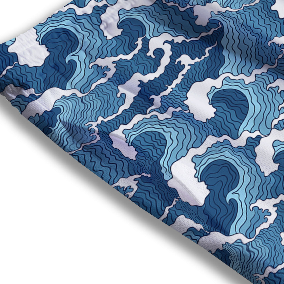 Ocean Wave Japanese Print Pattern Mesh Shorts