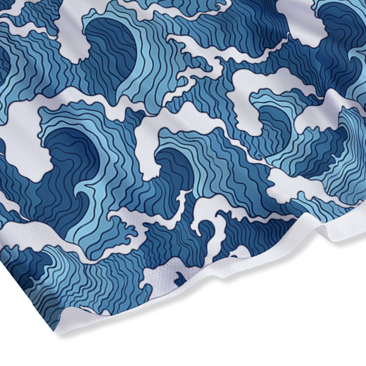 Ocean Wave Japanese Print Pattern Mesh Shorts