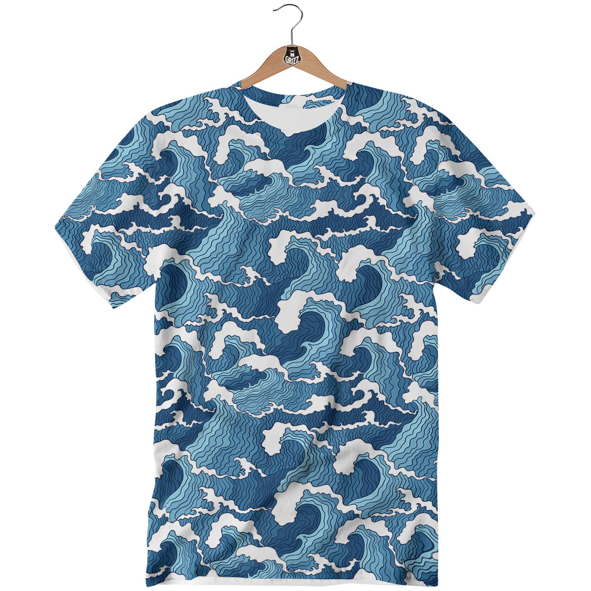 Ocean Wave Japanese Print Pattern T-Shirt-grizzshop