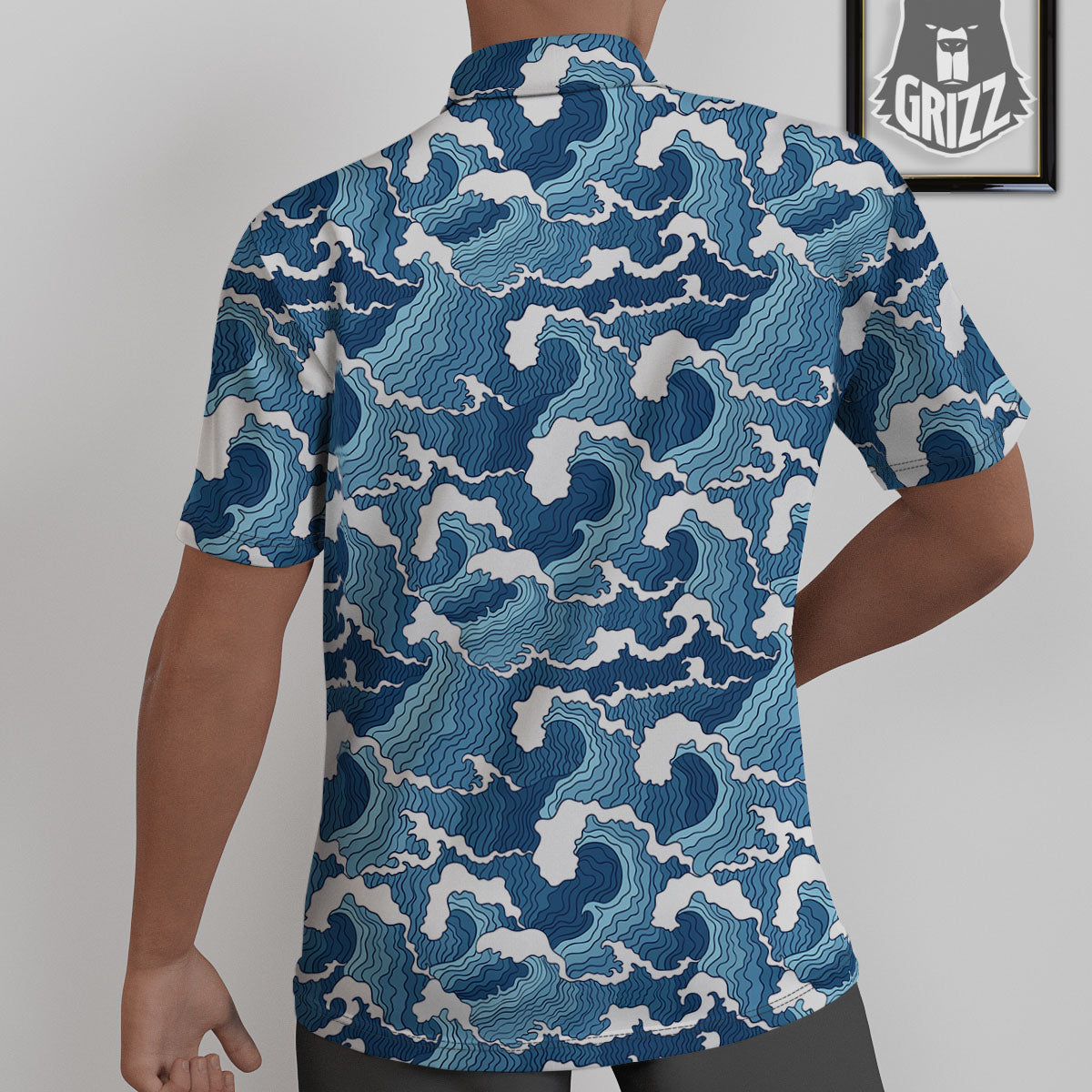 Ocean Wave Japanese Print Pattern Untucked Shirts-grizzshop
