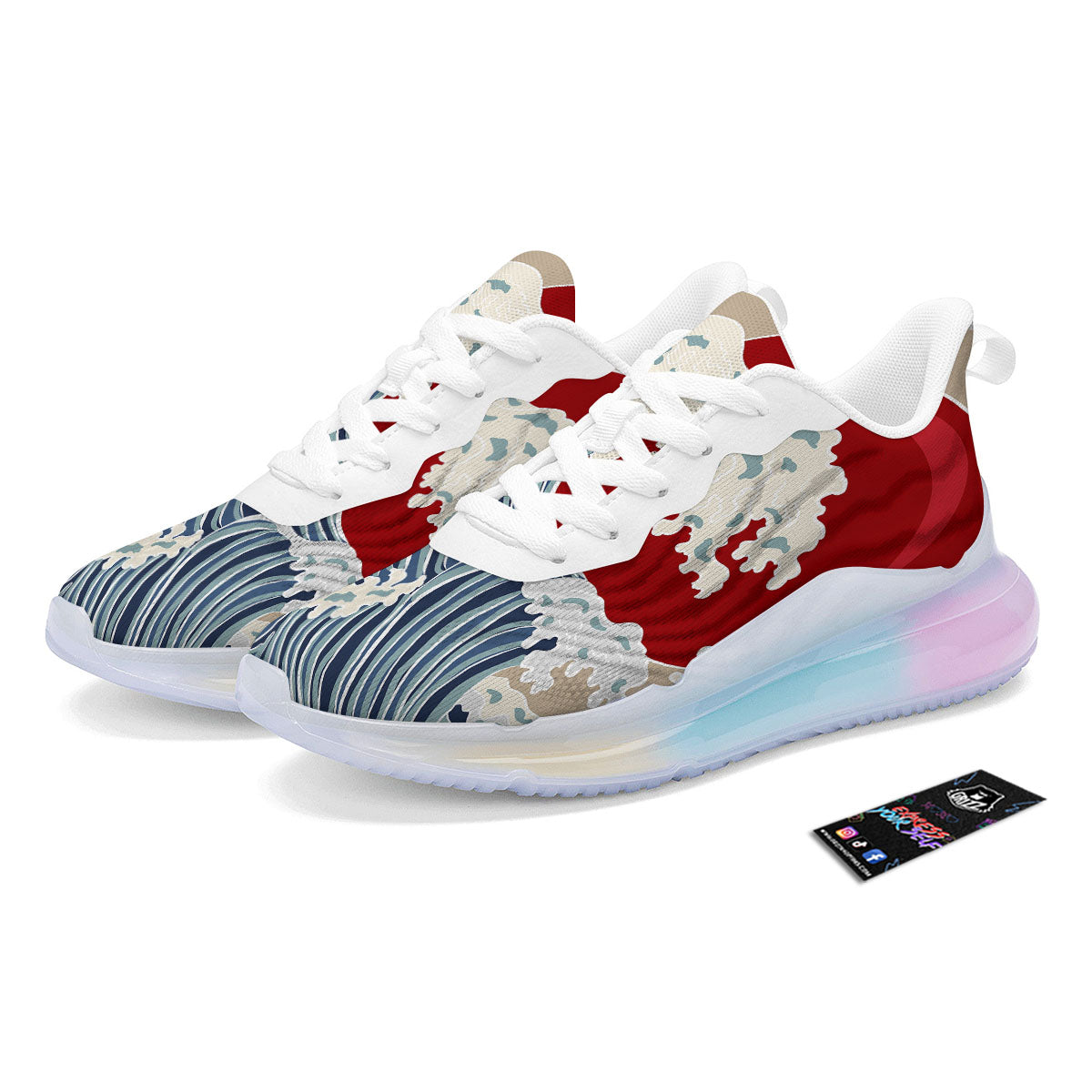 Ocean Wave Japanese Print Running Sneakers-grizzshop