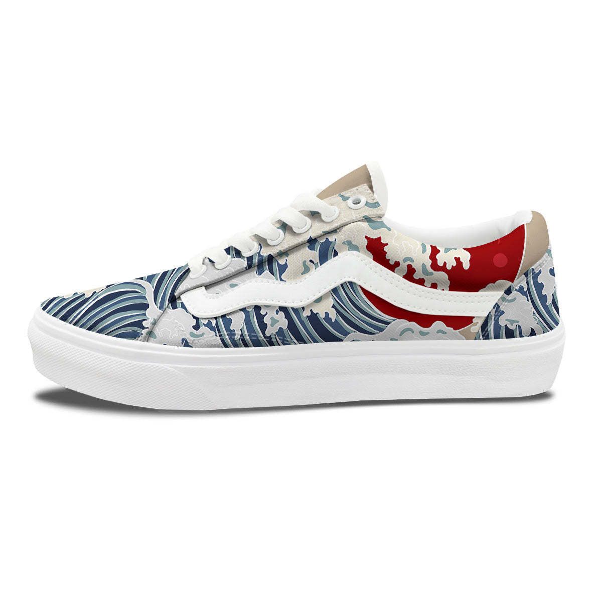 Ocean Wave Japanese Print Skate Shoes-grizzshop