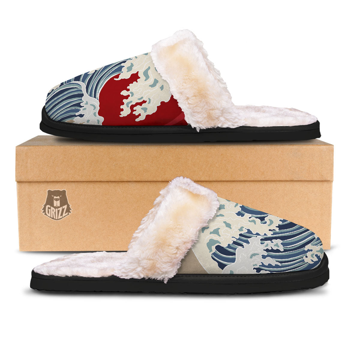 Ocean Wave Japanese Print Slippers-grizzshop