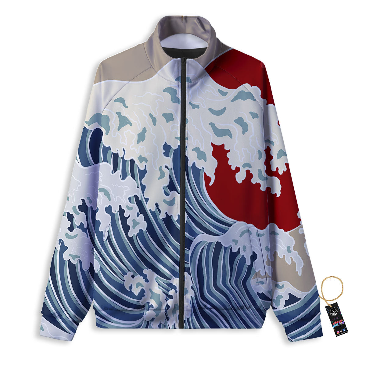 Ocean Wave Japanese Print Track Jacket-grizzshop