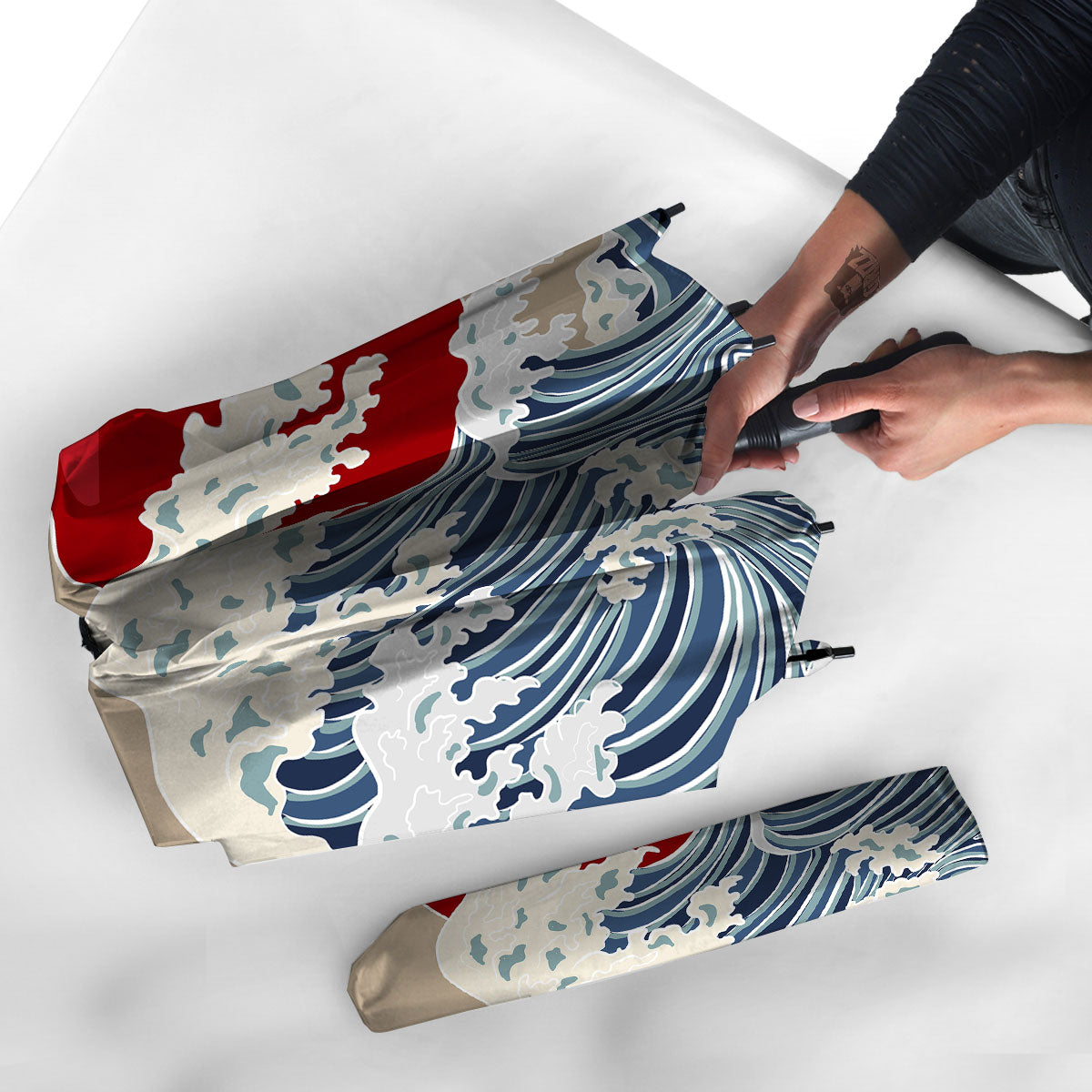 Ocean Wave Japanese Print Umbrella-grizzshop