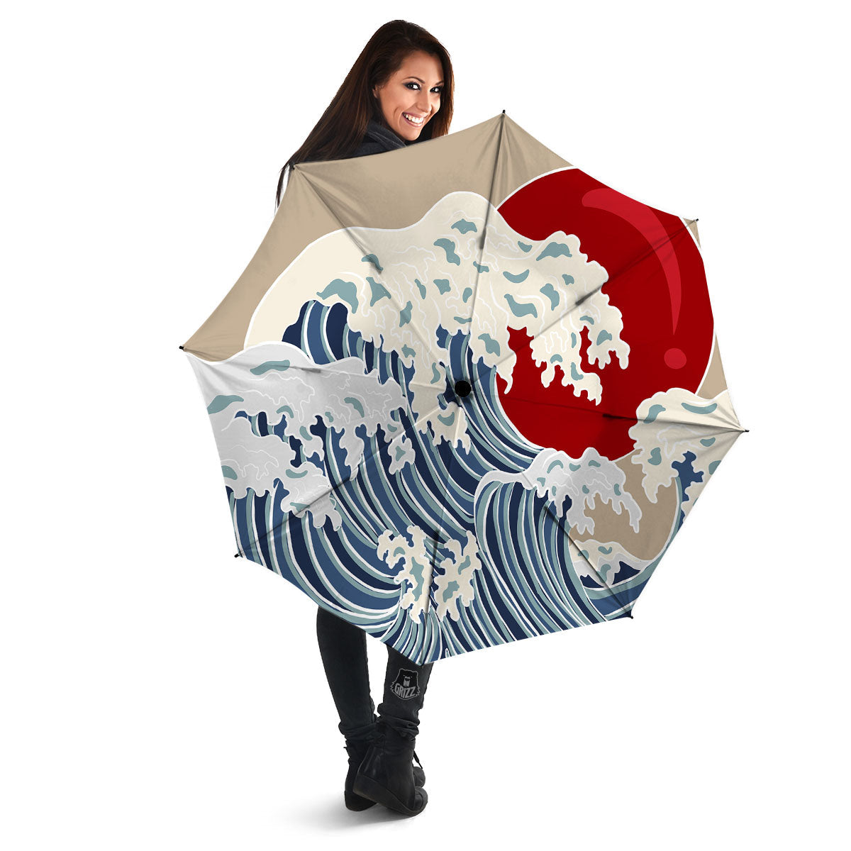 Ocean Wave Japanese Print Umbrella-grizzshop