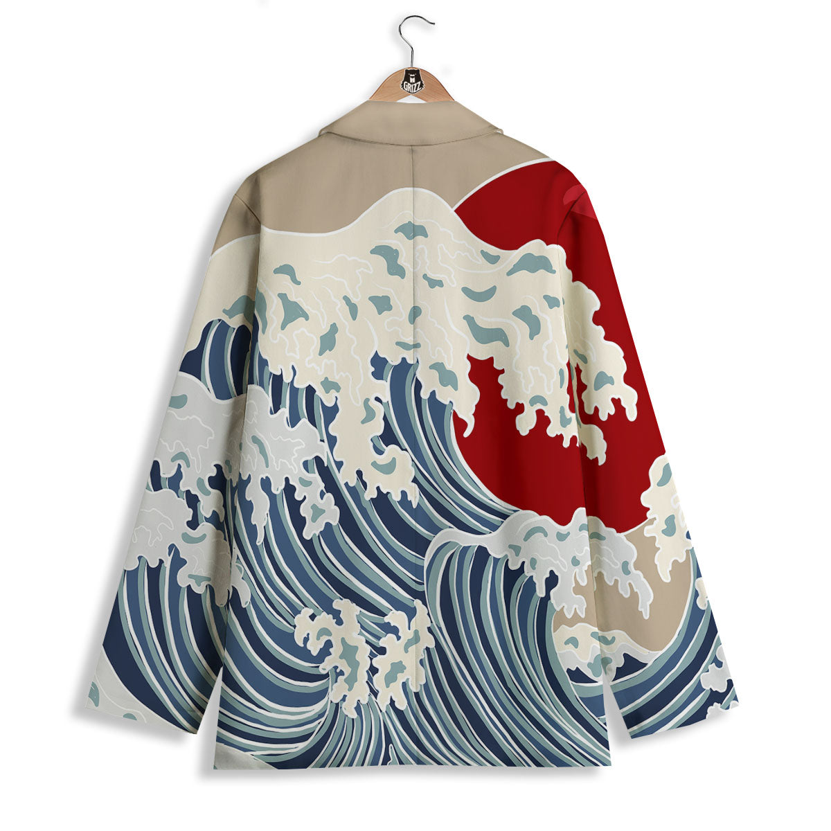 Ocean Wave Japanese Print Women's Blazer-grizzshop