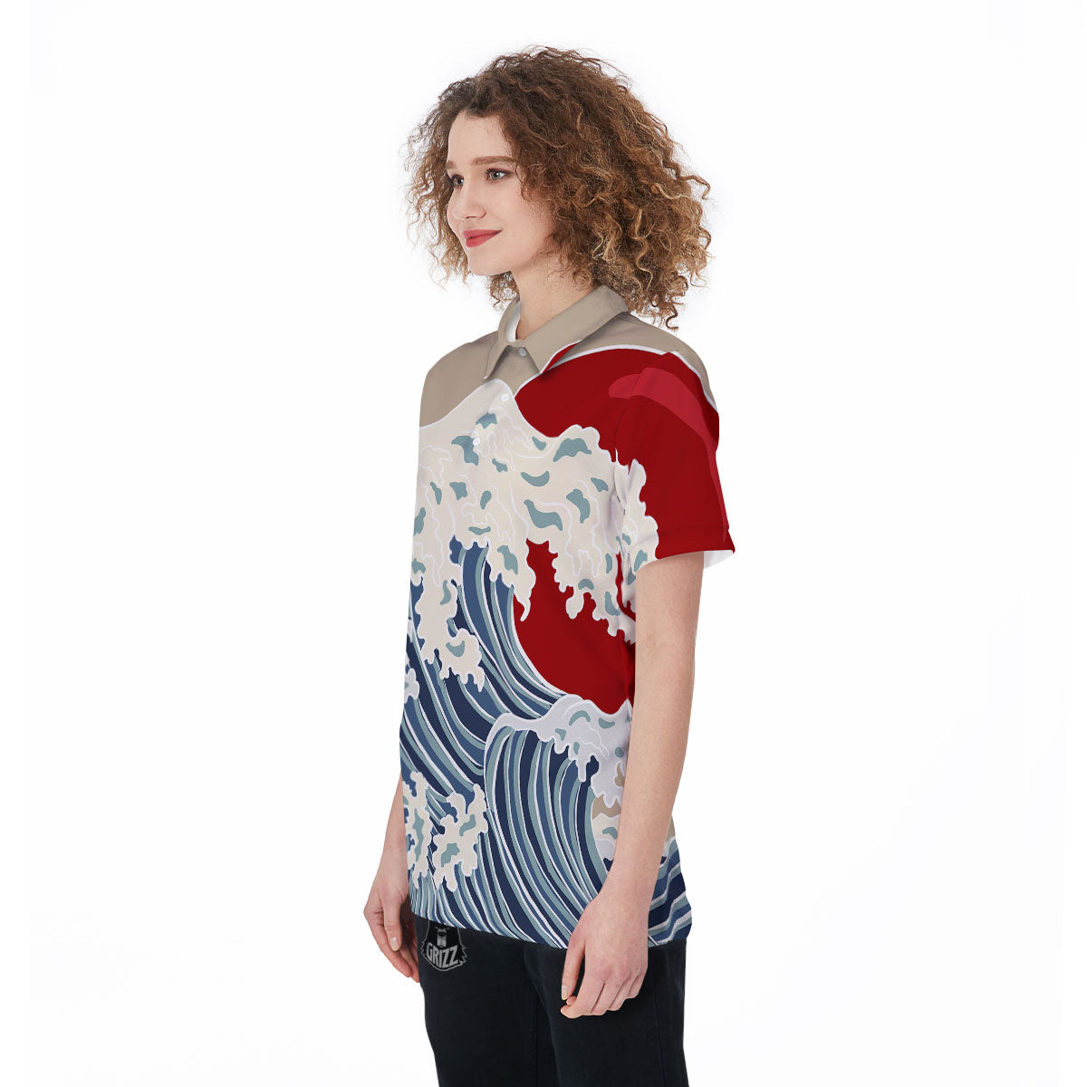 Ocean Wave Japanese Print Women's Golf Shirts-grizzshop