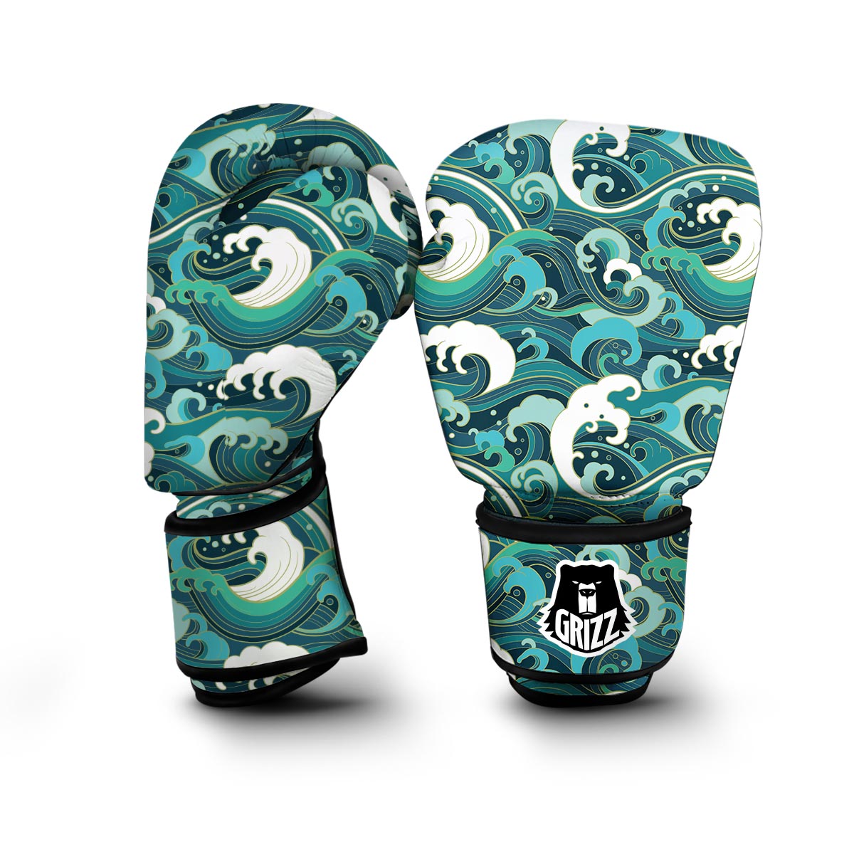 Ocean Wave Pattern Print Boxing Gloves-grizzshop