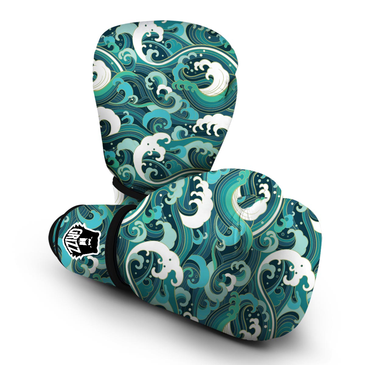 Ocean Wave Pattern Print Boxing Gloves-grizzshop