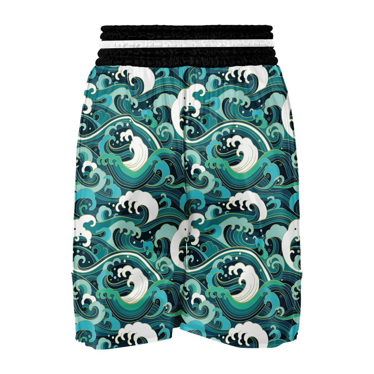 Ocean Wave Pattern Print Boxing Shorts-grizzshop