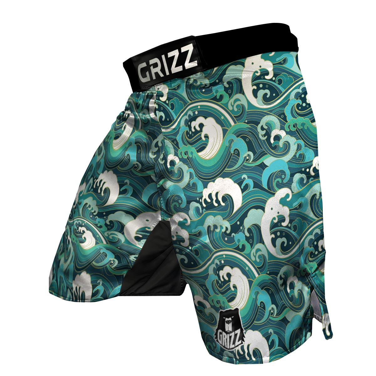 Ocean Wave Pattern Print MMA Shorts-grizzshop
