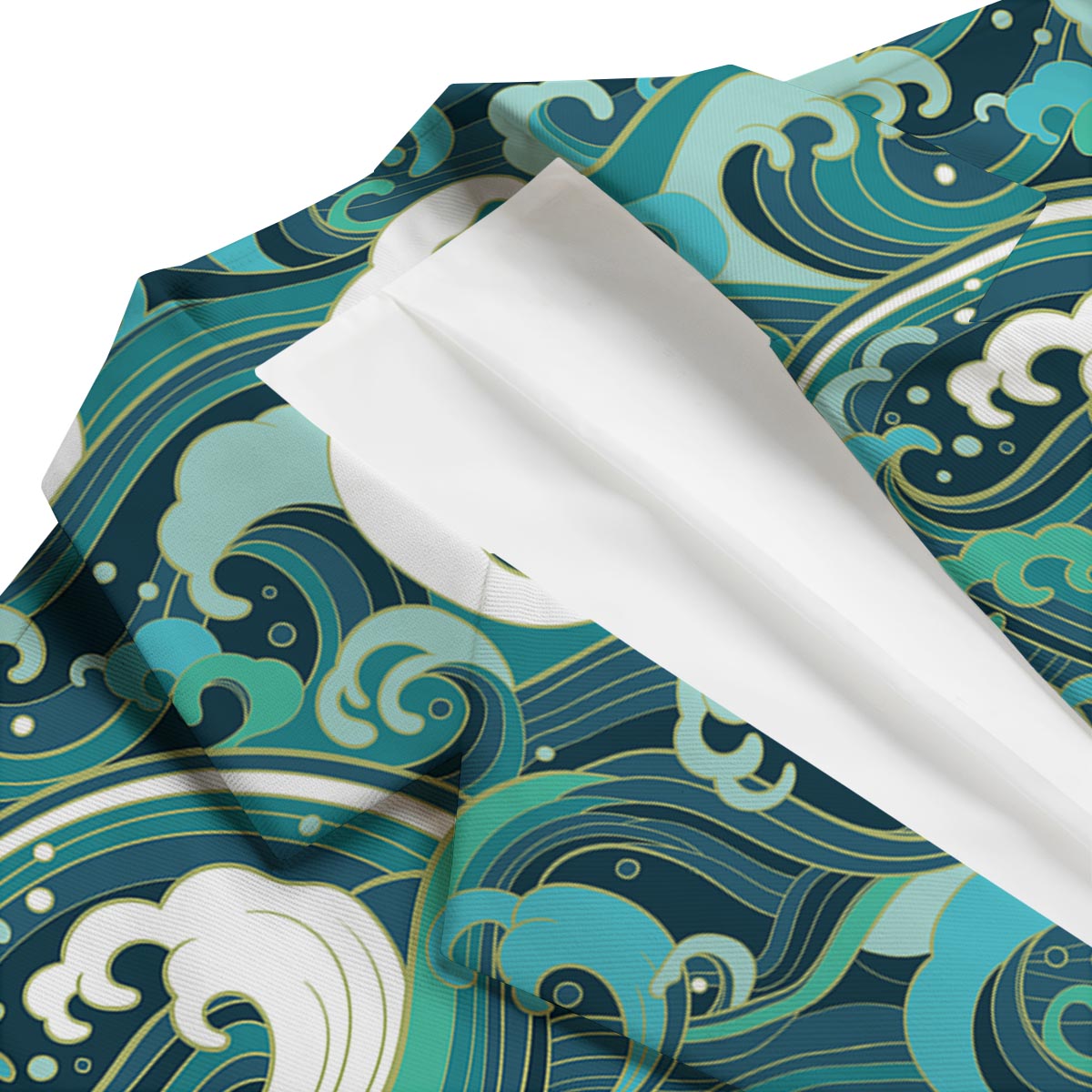 Ocean Wave Pattern Print Men's Blazer-grizzshop