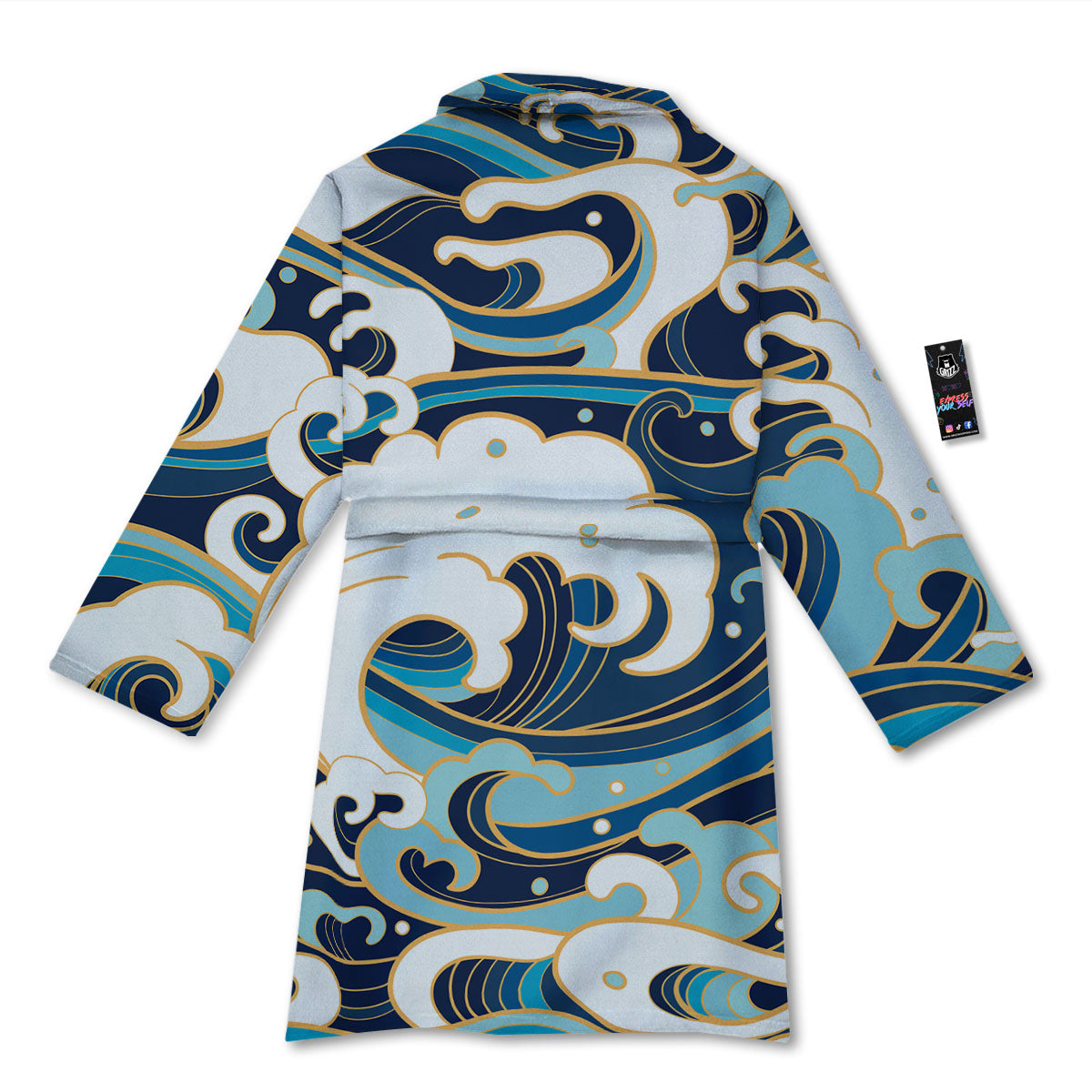 Ocean Wave Print Bathrobe-grizzshop