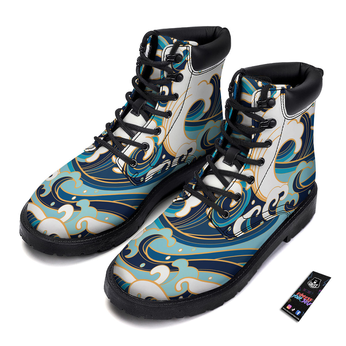 Ocean Wave Print Boots-grizzshop
