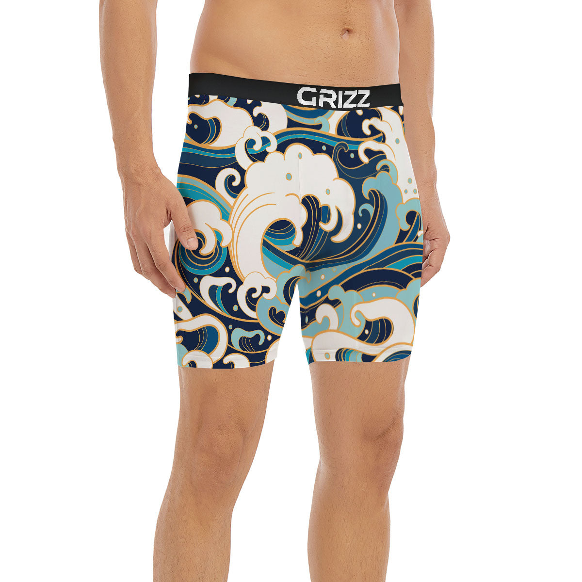 Ocean Wave Print Boxer Briefs-grizzshop