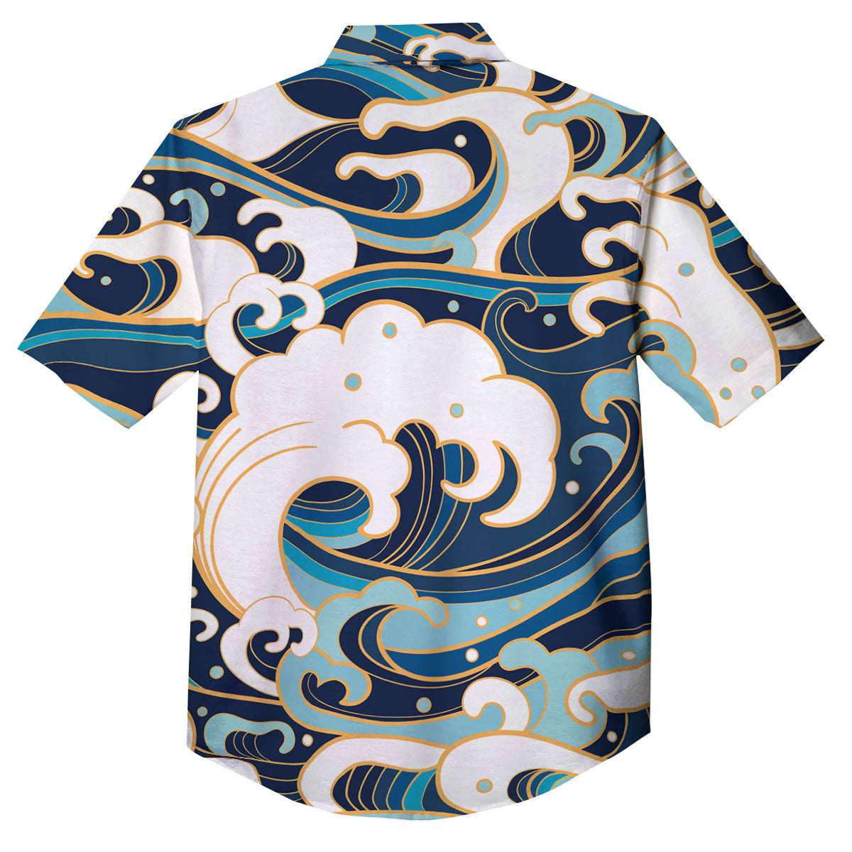 Ocean Wave Print Button Up Shirt-grizzshop
