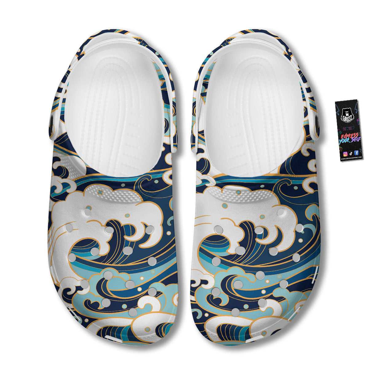 Ocean Wave Print Clog-grizzshop