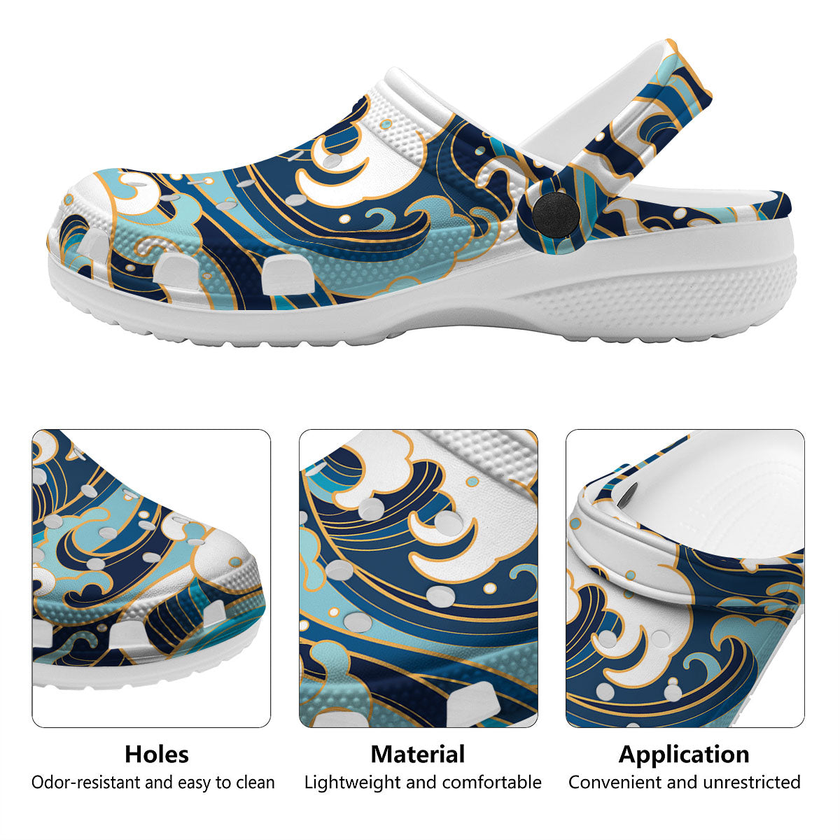 Ocean Wave Print Clog-grizzshop