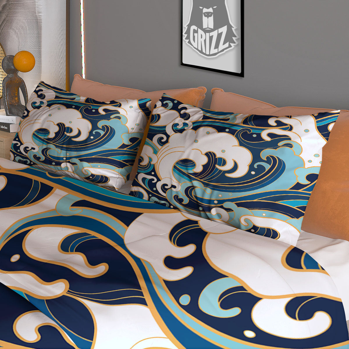 Ocean Wave Print Duvet Cover Bedding Set