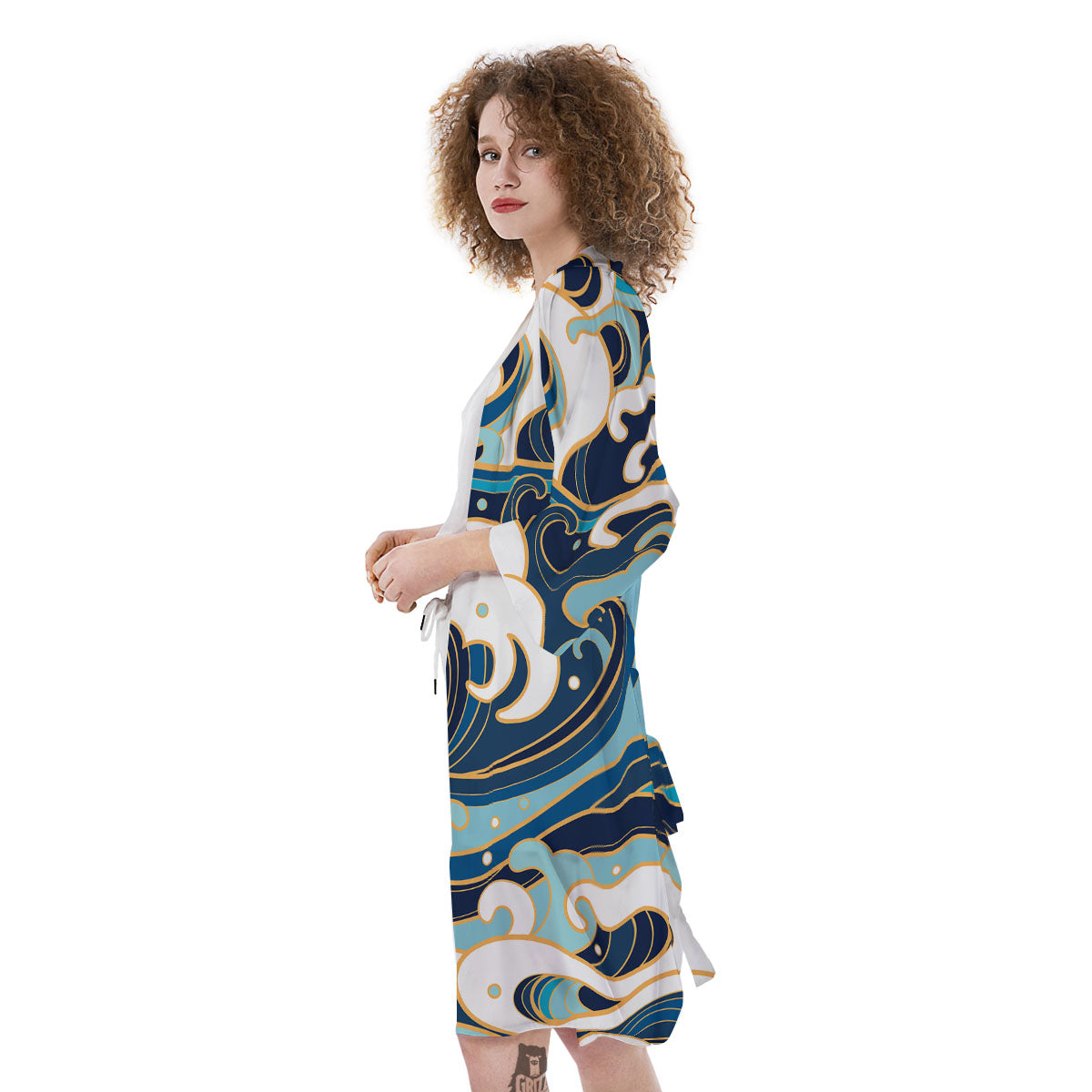 Ocean Wave Print Kimono-grizzshop
