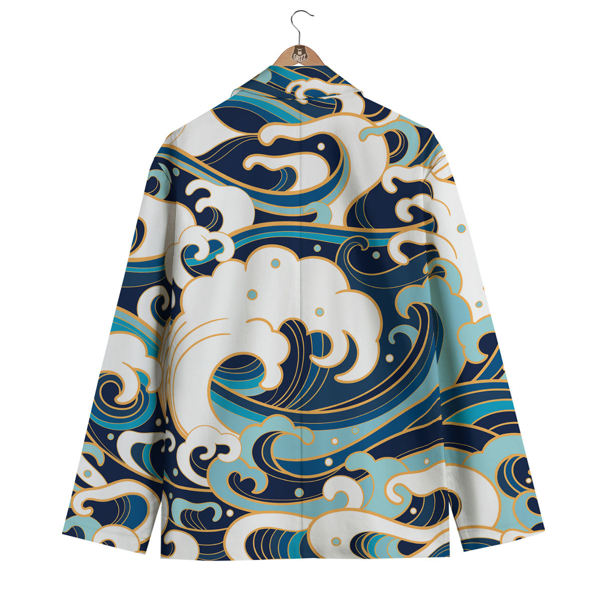 Ocean Wave Print Men's Blazer-grizzshop
