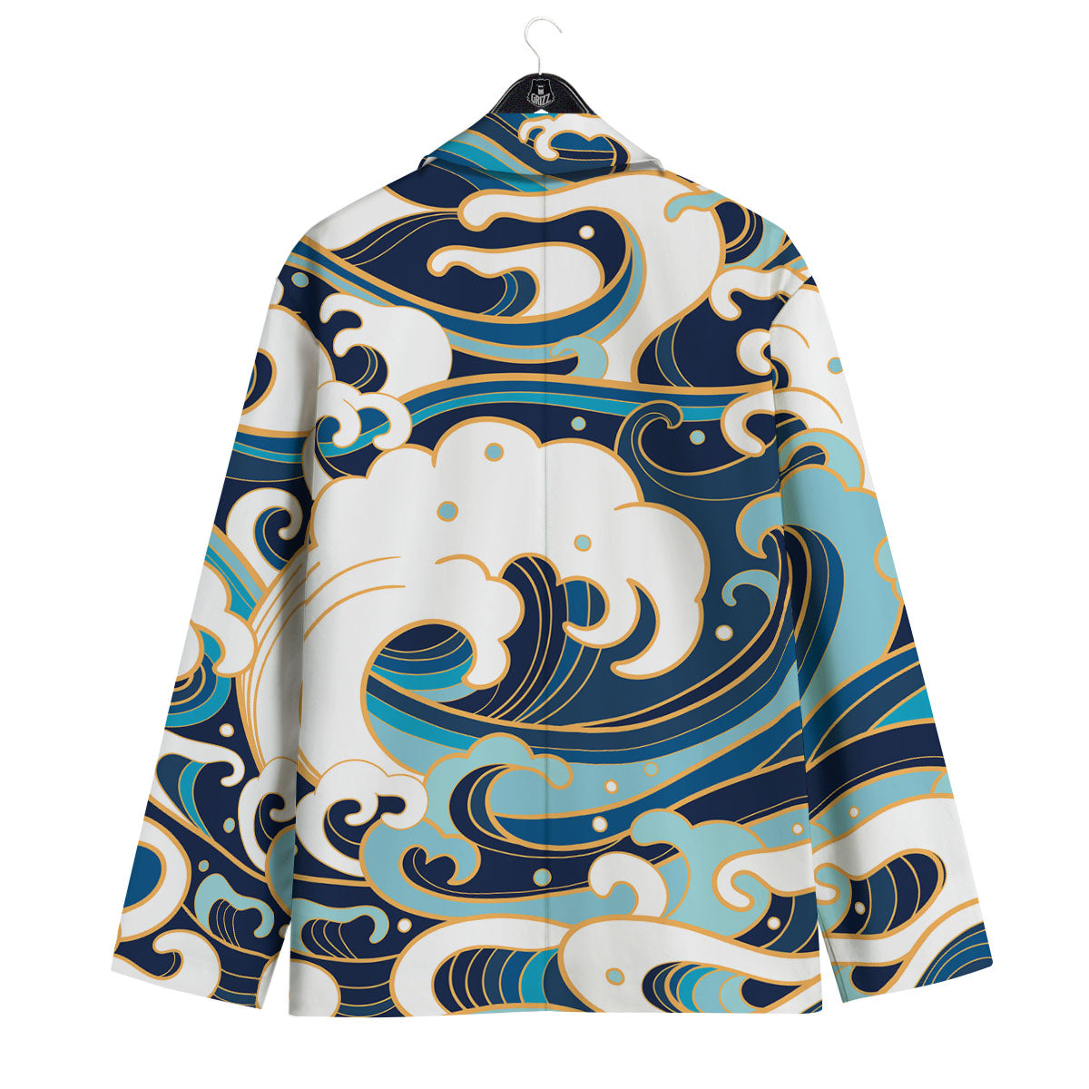 Ocean Wave Print Men's Sport Coat-grizzshop