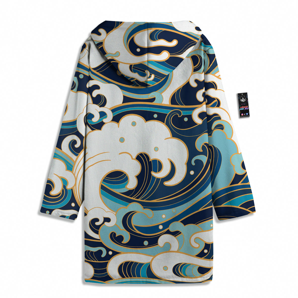 Ocean Wave Print Men's Windbreaker Jacket-grizzshop