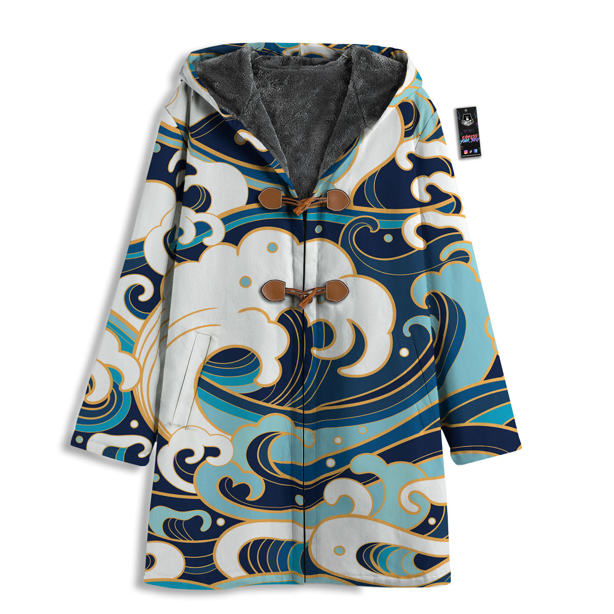 Ocean Wave Print Men's Windbreaker Jacket-grizzshop