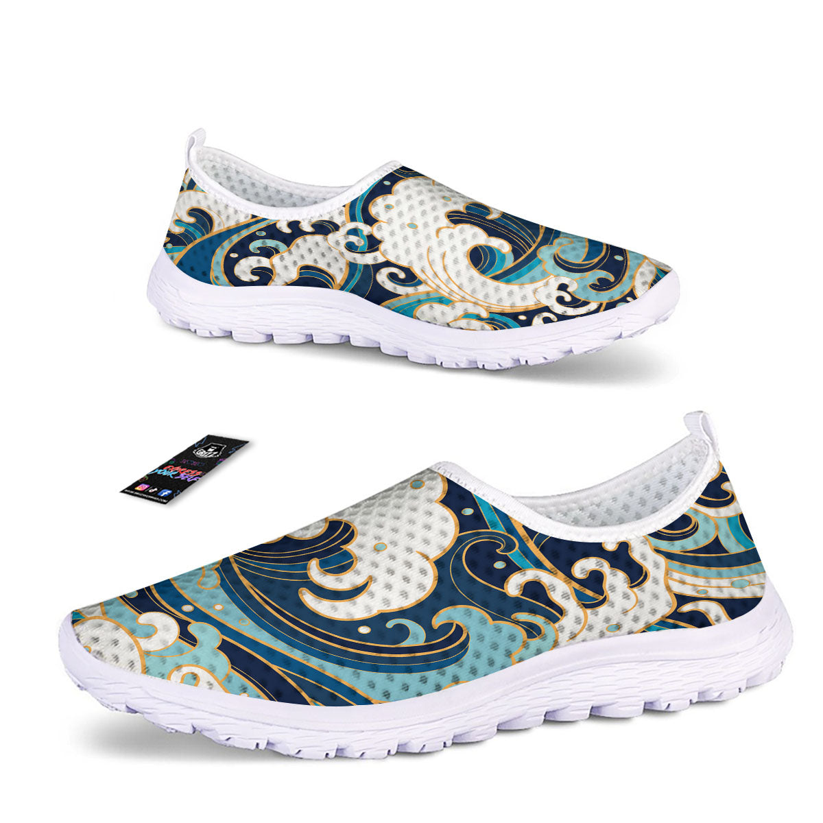 Ocean Wave Print Nurse Shoes-grizzshop