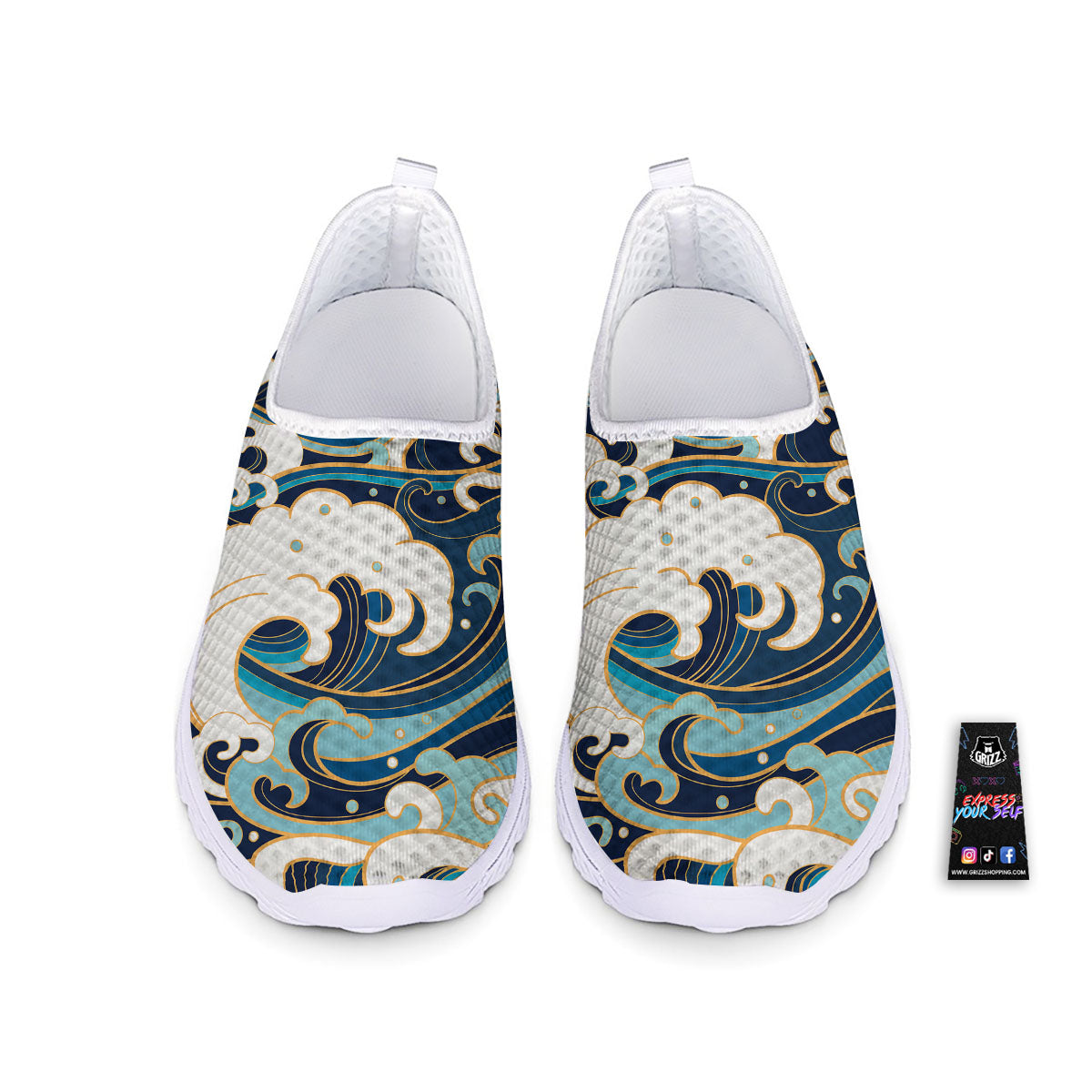 Ocean Wave Print Nurse Shoes-grizzshop