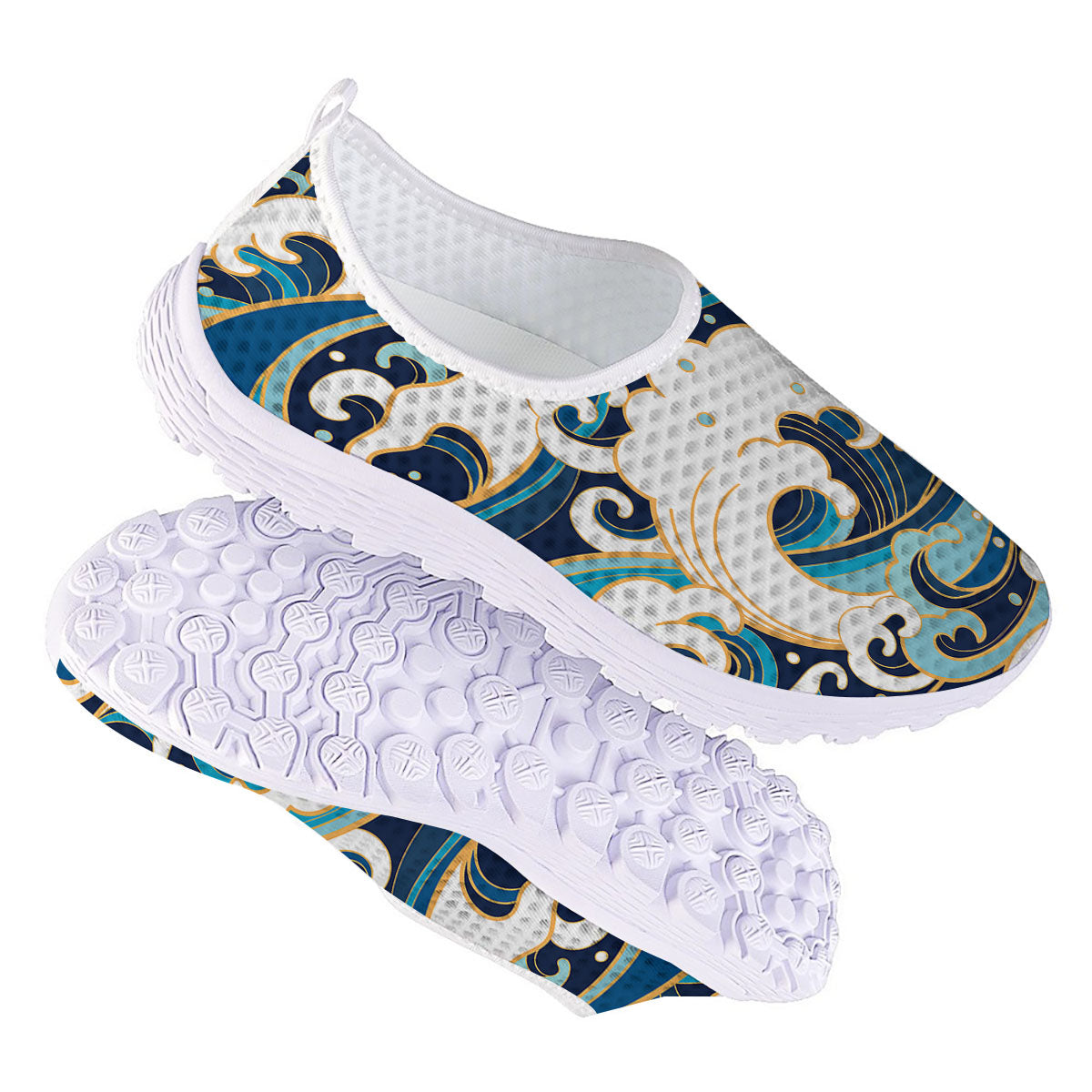 Ocean Wave Print Nurse Shoes-grizzshop
