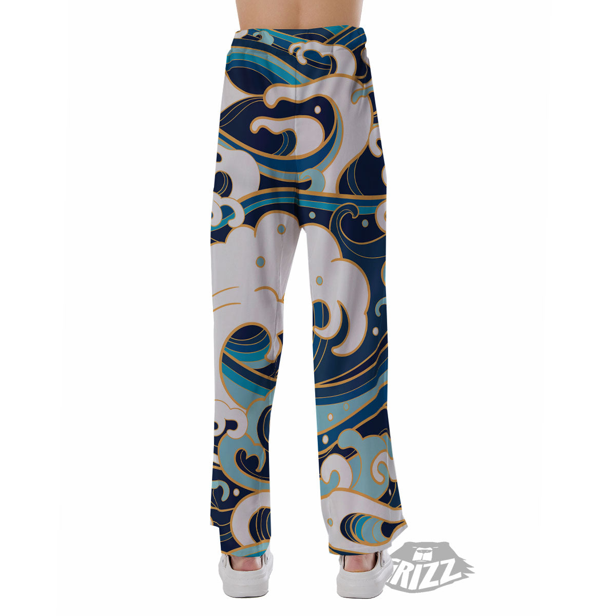 Ocean Wave Print Pajama Pants-grizzshop