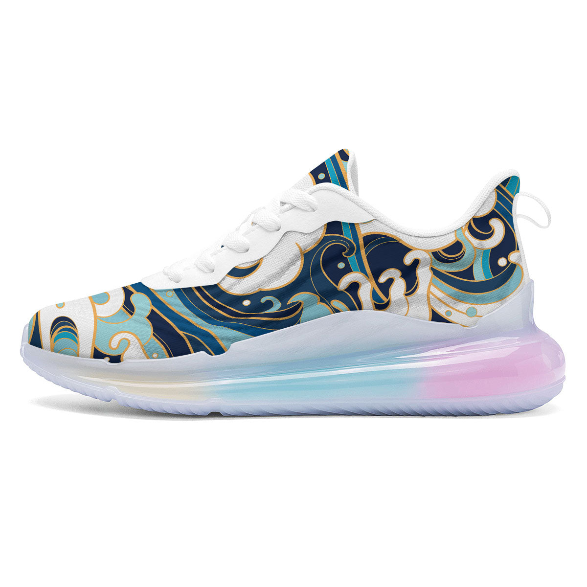 Ocean Wave Print Running Sneakers-grizzshop