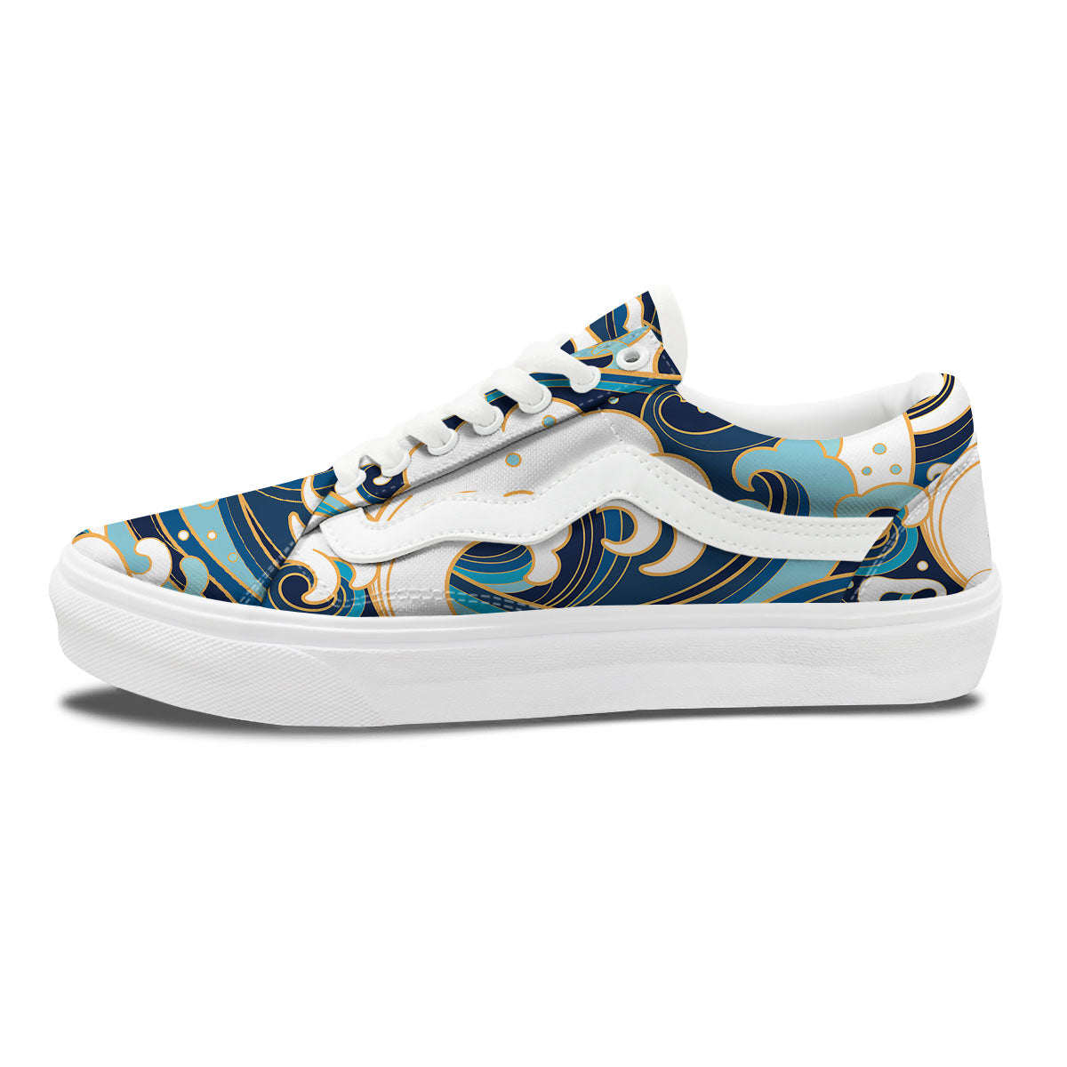 Ocean Wave Print Skate Shoes-grizzshop