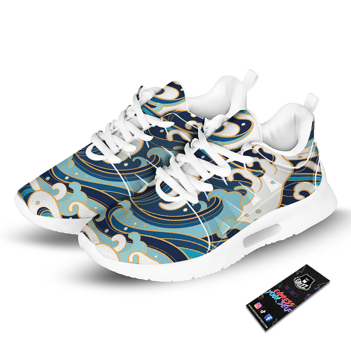 Ocean Wave Print Tennis Shoes-grizzshop