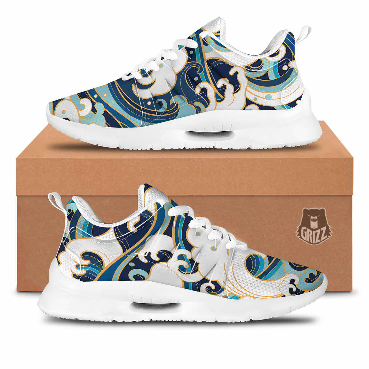Ocean Wave Print Tennis Shoes-grizzshop