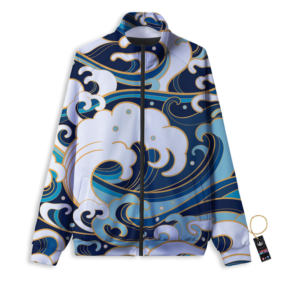 Ocean Wave Print Track Jacket-grizzshop