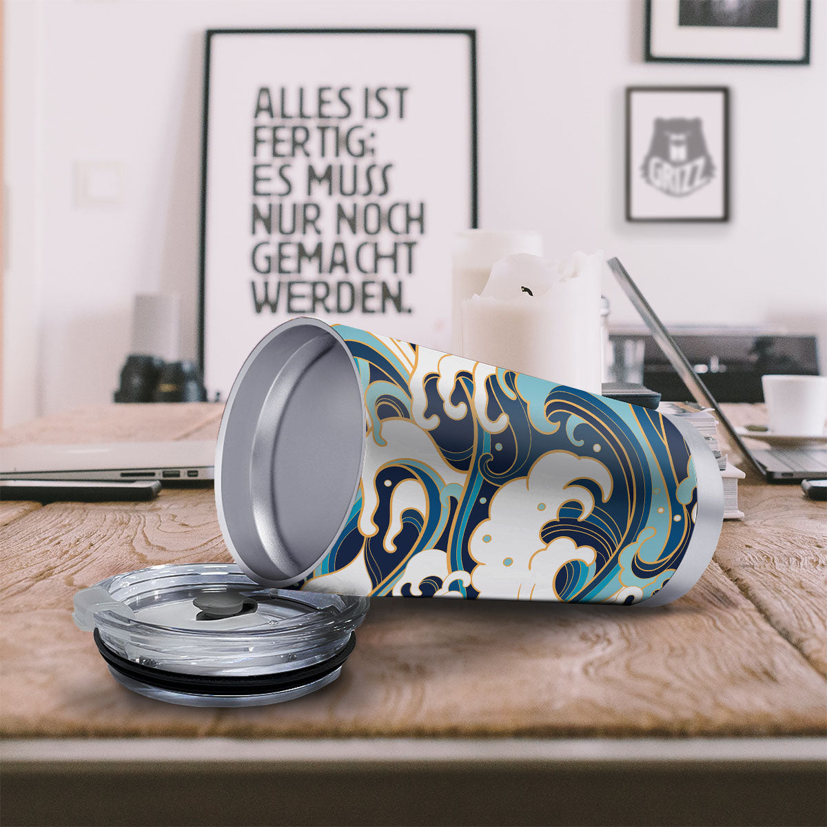 Ocean Wave Print Tumbler-grizzshop