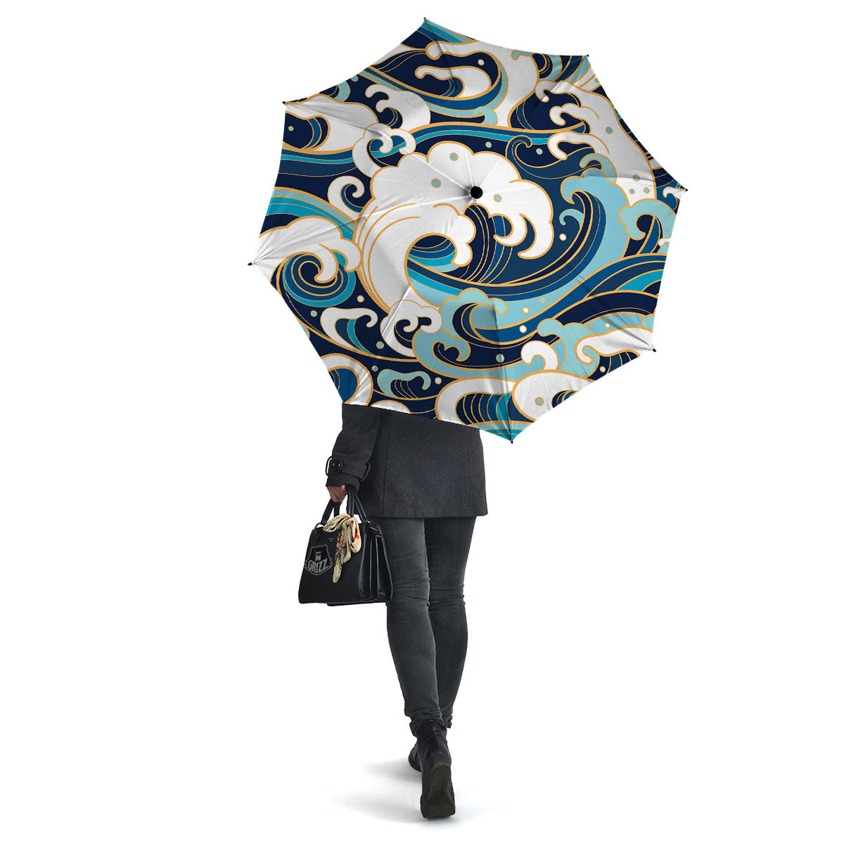 Ocean Wave Print Umbrella-grizzshop
