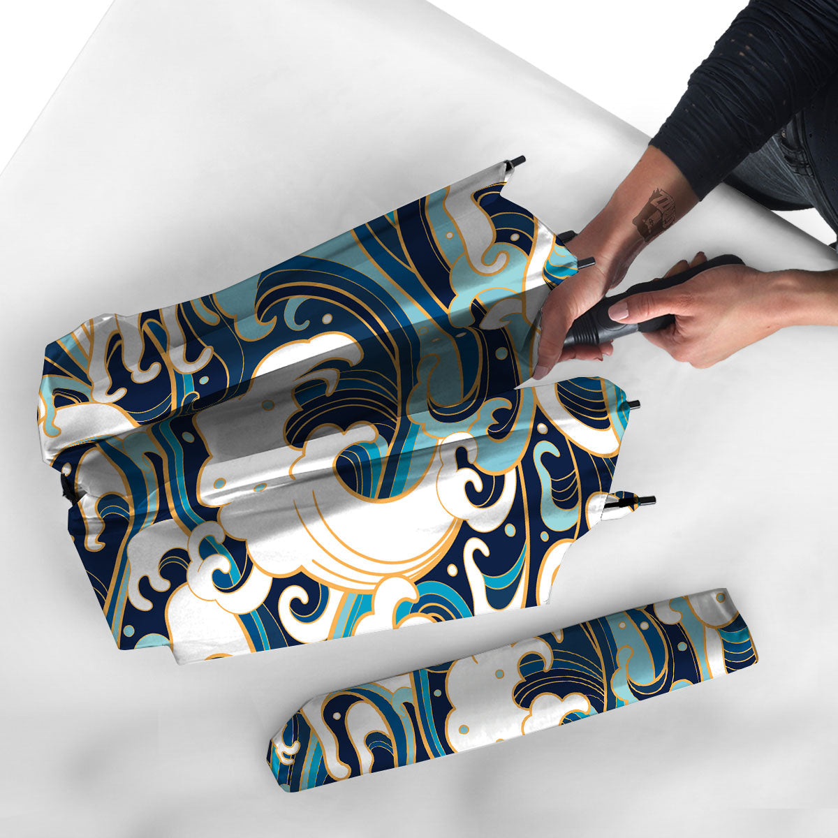 Ocean Wave Print Umbrella-grizzshop