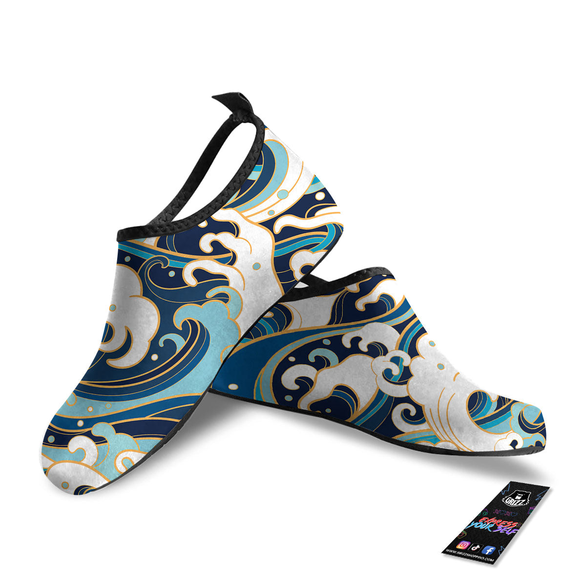 Ocean Wave Print Water Shoes-grizzshop