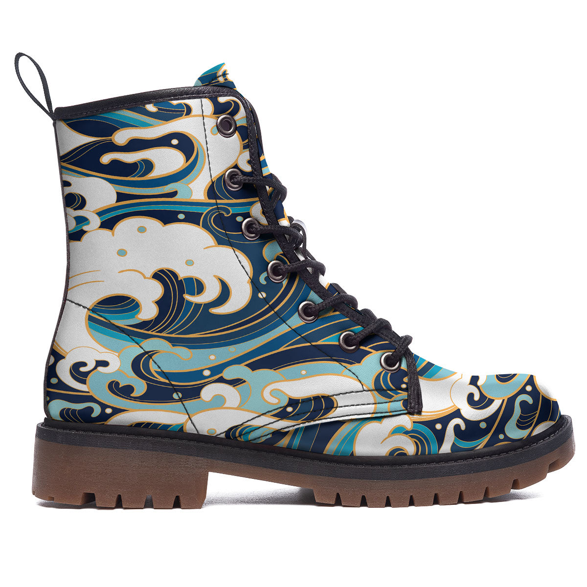 Ocean Wave Print Work Boots-grizzshop