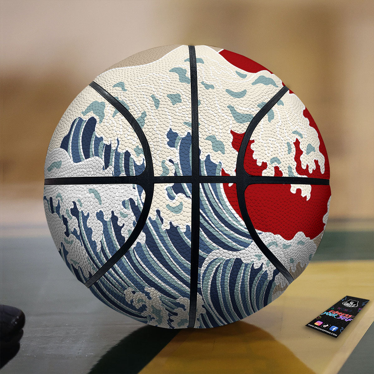 Ocean Wave Japanese Print Basketball