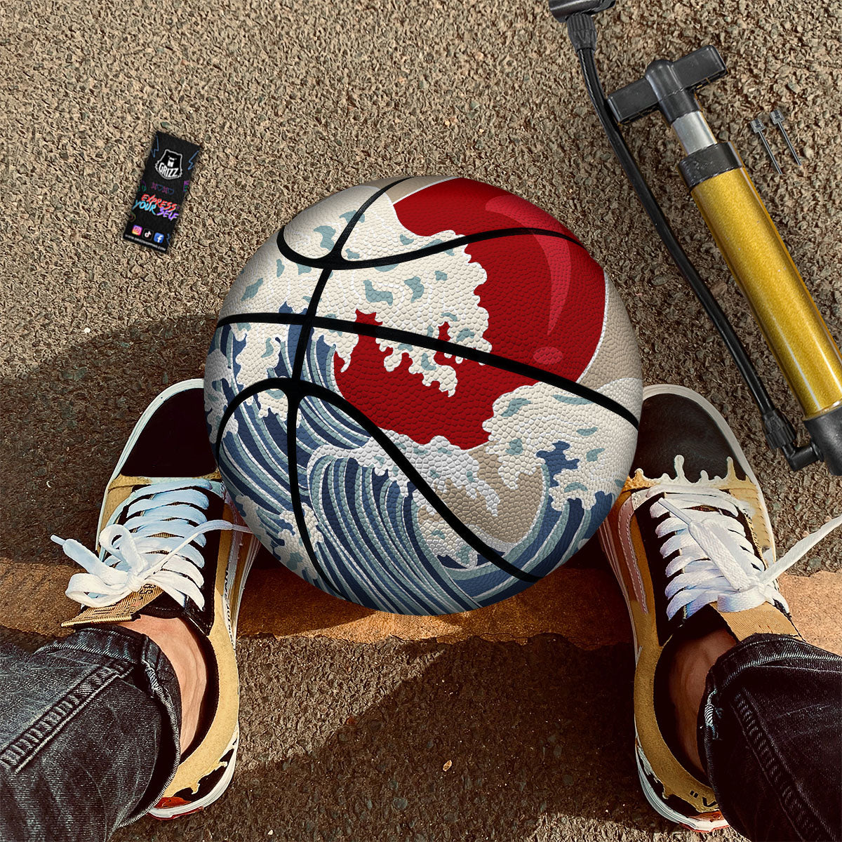 Ocean Wave Japanese Print Basketball