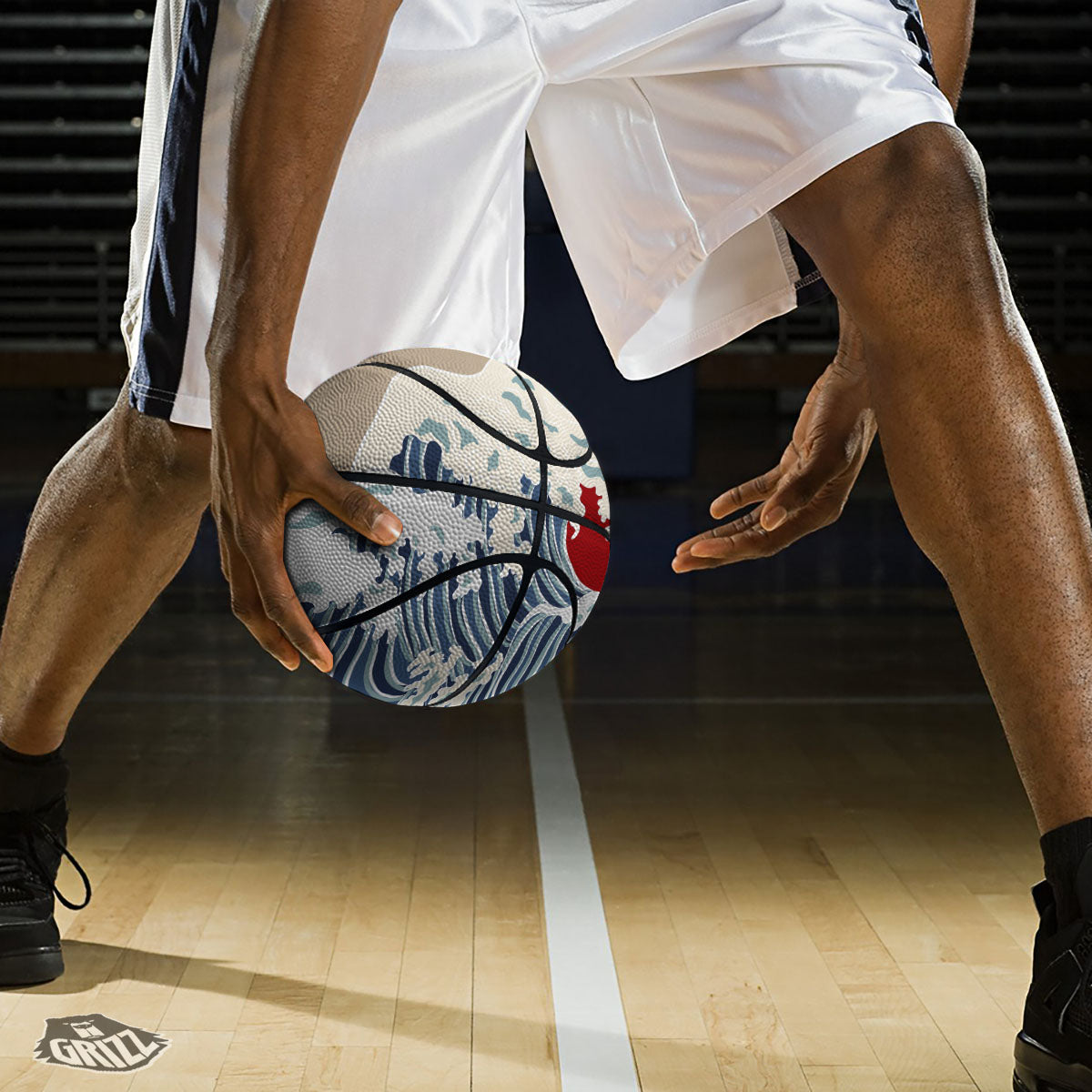 Ocean Wave Japanese Print Basketball