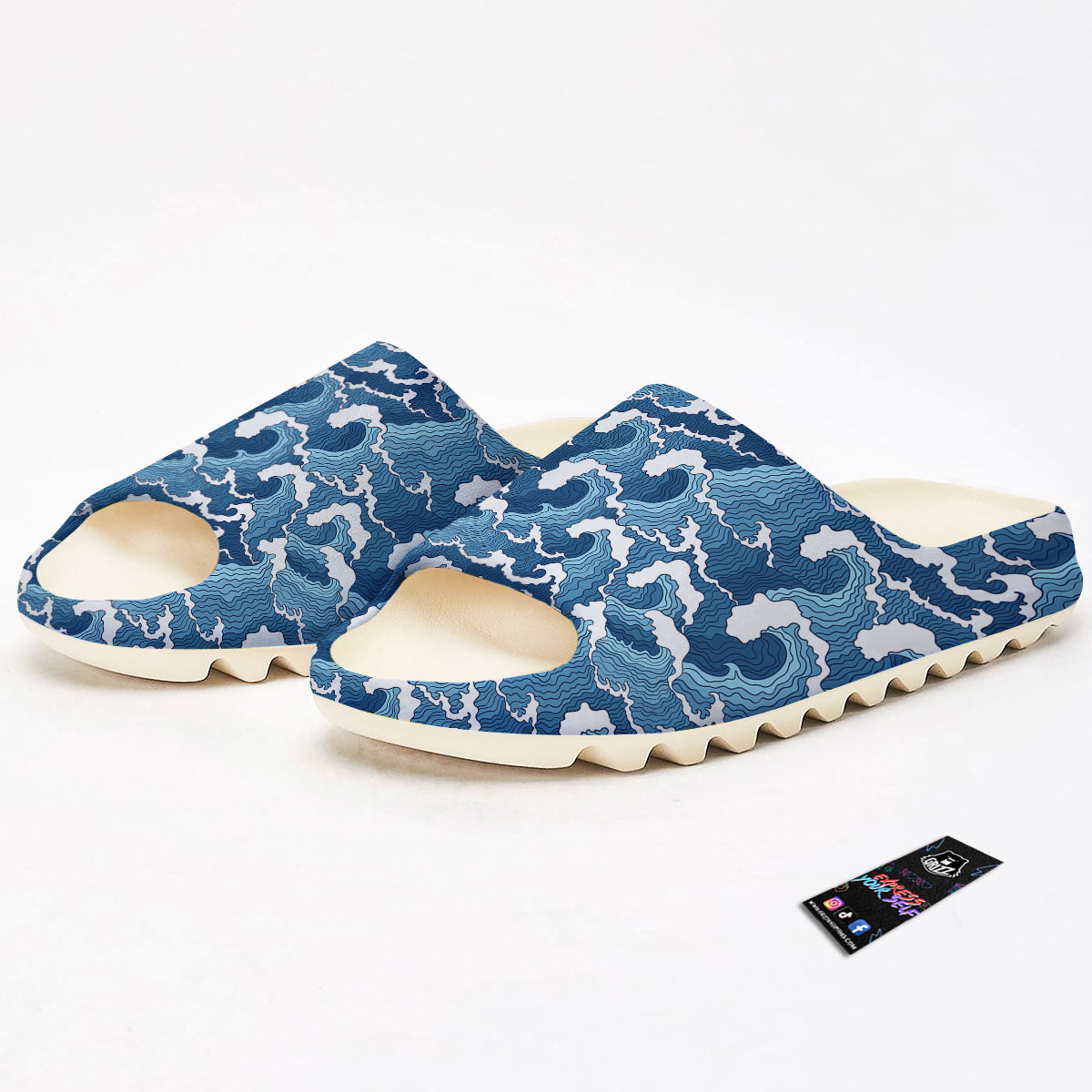 Ocean Wave Japanese Print Pattern Sandals